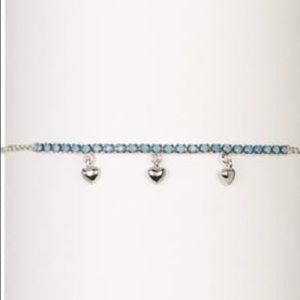 ADORNIA- Turquoise Stone & Hanging Hearts Bracelet
